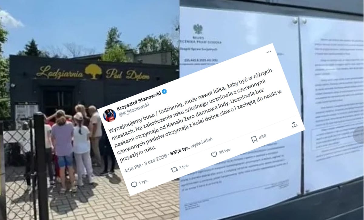"Wynajmujemy busa (...)uczniowie z czerwonymi paskami otrzymają darmowe lody" Stanowski reaguje na dramę z lodami Zdjęcie główne wpisu