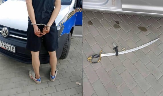 Szedł ulicą i wymachiwał szablą i nożem. Straż Miejska zatrzymała Ukraińca w Mysłowicach Zdjęcie główne wpisu
