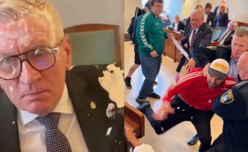Prezydent Poznania dostał tortem prosto w twarz. Szarpanina na sesji rady miasta. W sieci krążą nagrania Zdjęcie główne wpisu
