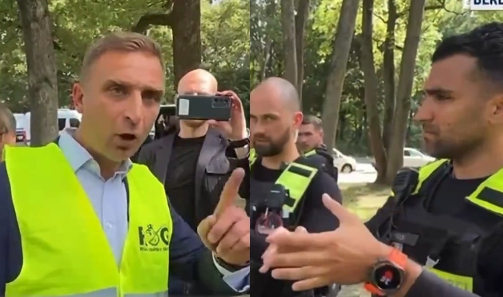 Niemiecki policjant z polskim tłumaczem mówili Bąkiewiczowi co mogą. Nie posłuchali i skończyło się zatrzymaniami. Zdjęcie główne wpisu