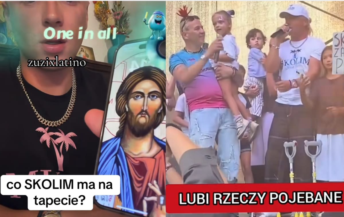 Skolim chwali się Jezusem na tapecie telefonu, a na koncertach w otoczeniu małych dzieci śpiewa: „Zrobię ją na blacie, lubi rzeczy poje***e” Zdjęcie główne wpisu