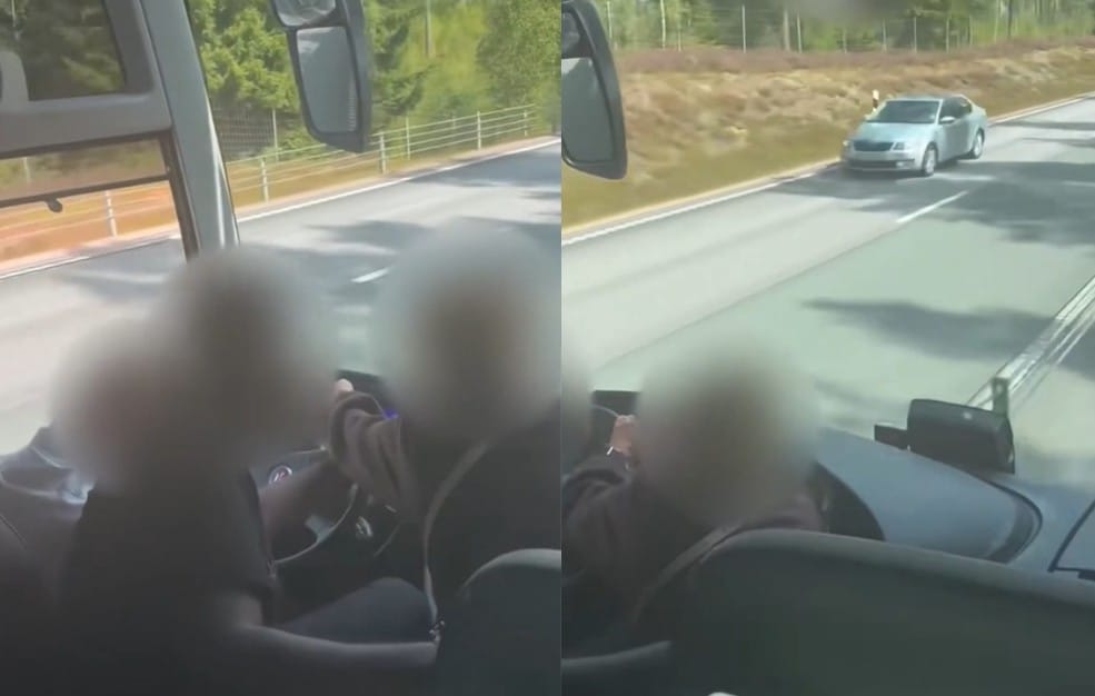 Kierowca autobusu zasłabł w czasie jazdy. Nagranie pokazuje, jak pasażerowie próbują opanować pojazd Zdjęcie główne wpisu