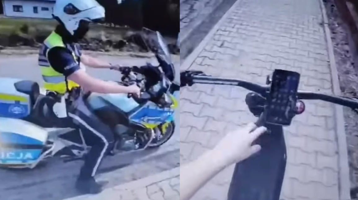 „Przepraszam, kładę się” 16-latek najpierw uciekał na „elektryku”, później bliski płaczu przepraszał policjanta. Wszystko oczywiście nagrał Zdjęcie główne wpisu