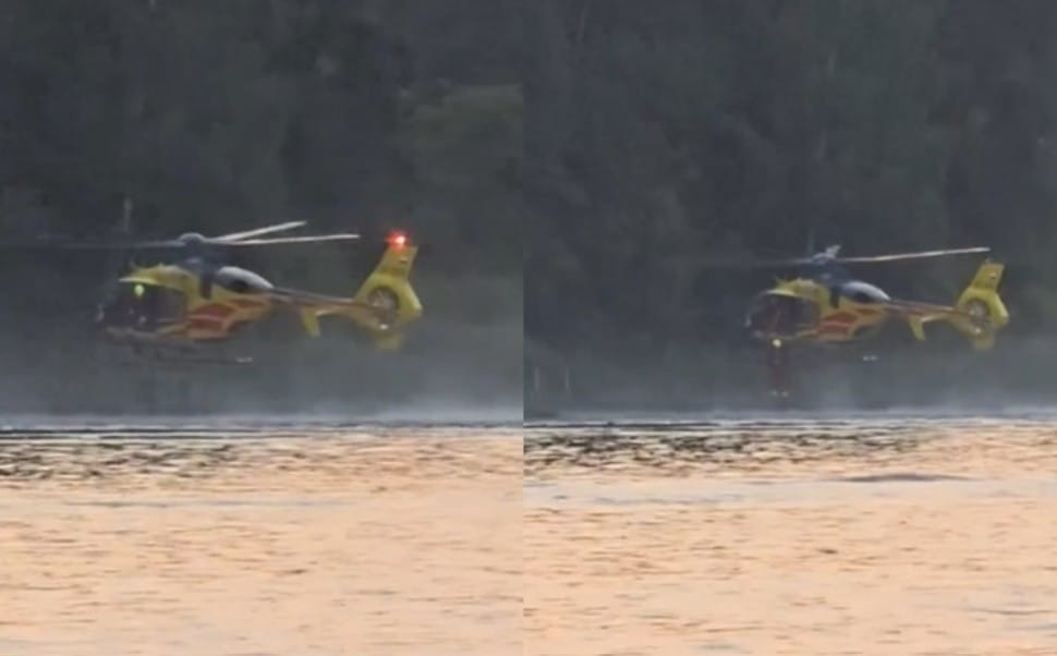 Lekarza opuszczono z helikoptera, bo nie było gdzie lądować. Niezwykłe nagranie znad zalewu pod Kielcami Zdjęcie główne wpisu
