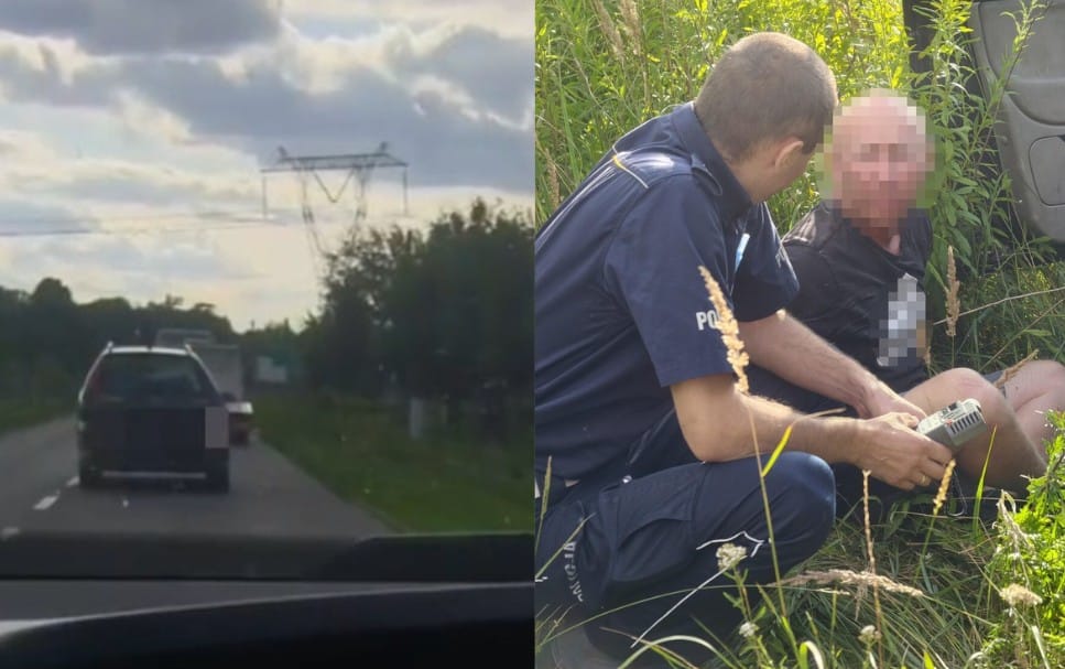 Nie dawał rady jechać prosto. Miał prawie 2 promile, uderzył w skodę i uciekał. Jest nagranie Zdjęcie główne wpisu