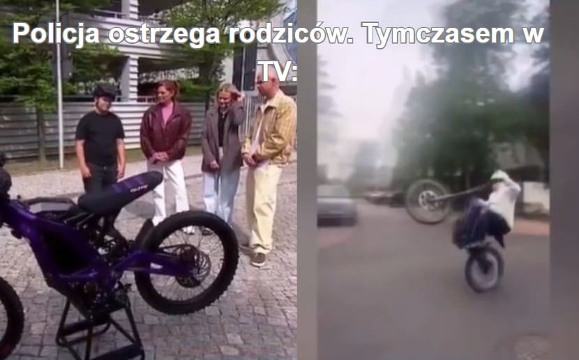 Czy TVP w „śniadaniówce" promuje jazdę na jednym kole niezarejestrowanym elektrykiem po publicznej drodze? Zdjęcie główne wpisu