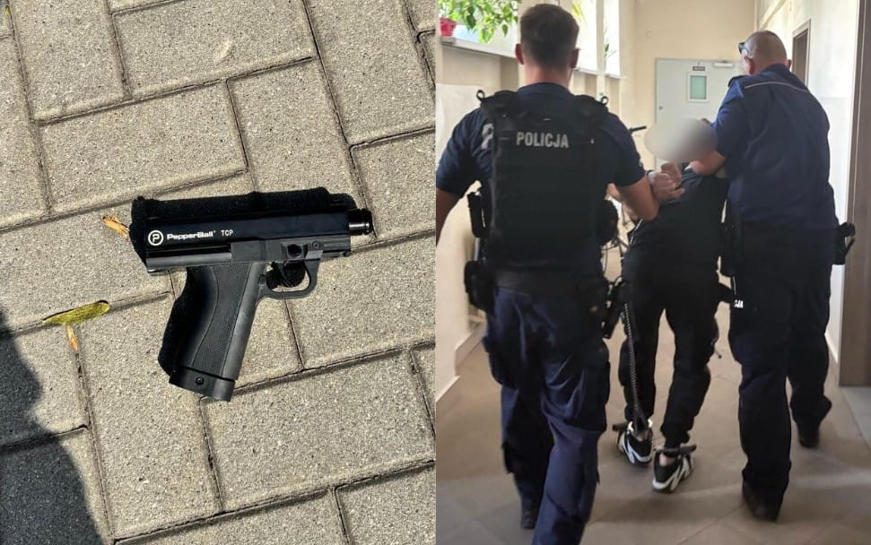 Poszukiwany wyskoczył przez balkon, potem odwrócił się i wycelował w policjanta. Funkcjonariusz sięgnął po broń Zdjęcie główne wpisu