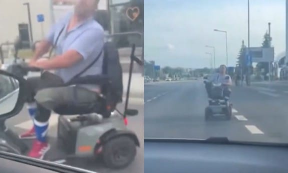 Nagranie agresywnego mężczyzny na wózku elektrycznym krąży w sieci. Atakuje ludzi w centrum Poznania Zdjęcie wpisu