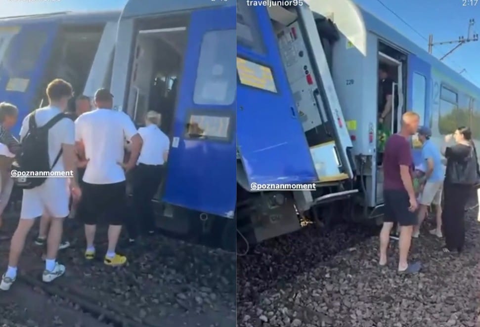 Pod Piłą zderzyły się dwa pociągi. Pasażerowie nagrali, jak wyglądał skład po zdarzeniu Zdjęcie wpisu