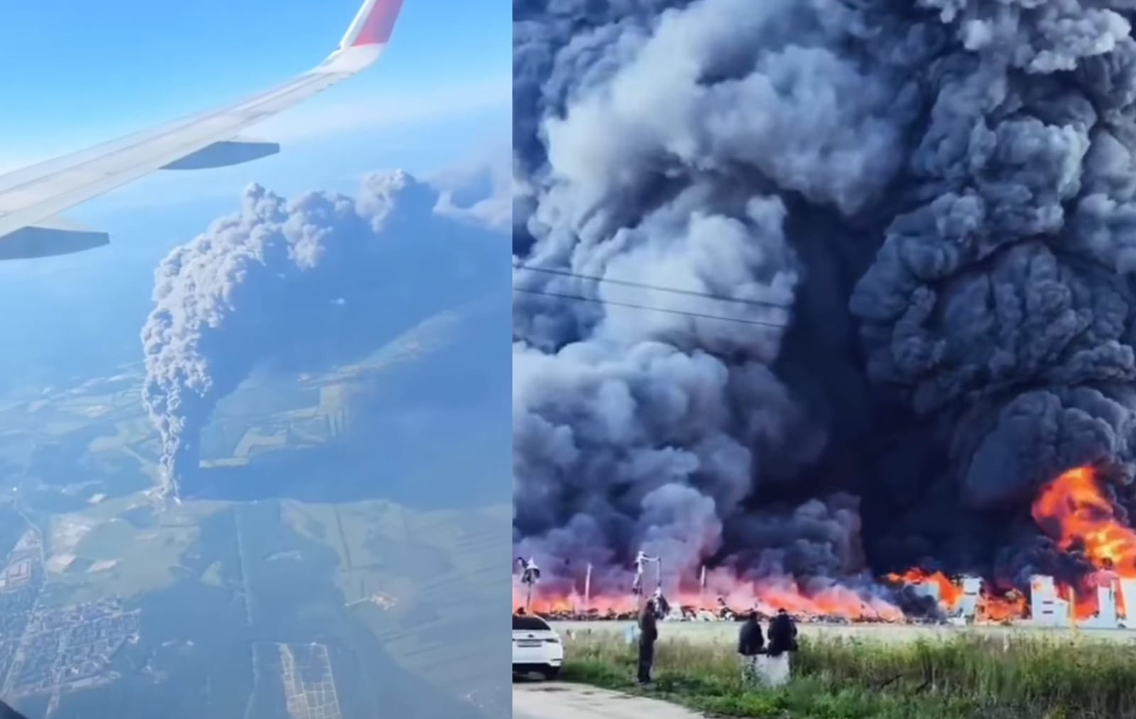 Ukraiński dron uderzył w magazyn Wildberries pod Moskwą. Ogromny pożar nagrano z pokładu samolotu Zdjęcie wpisu