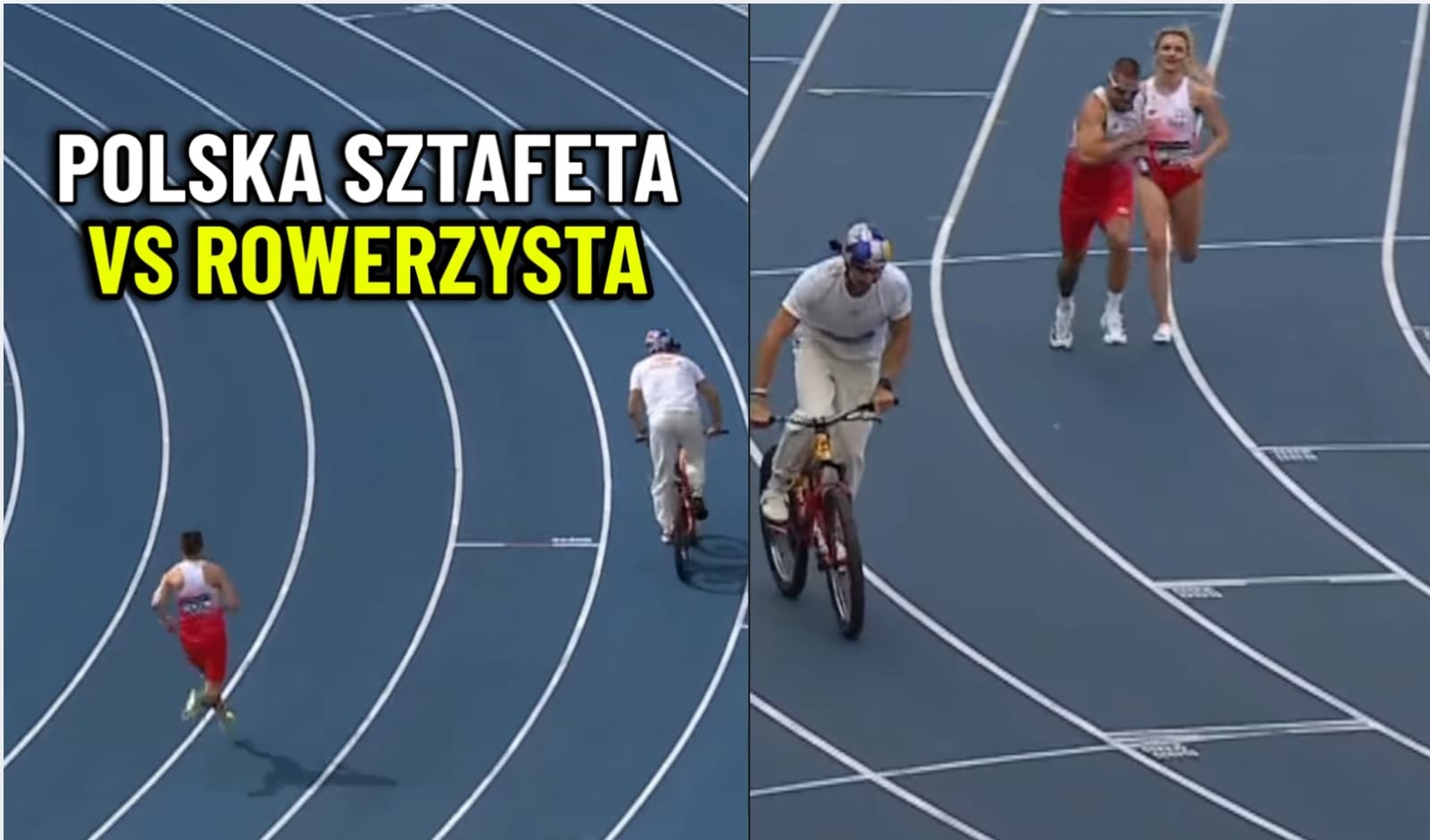 Rowerzysta skaczący przez płotki kontra sztafeta mieszana 4 × 100 m. Nietypowe wyzwanie reprezentantów Polski Zdjęcie wpisu
