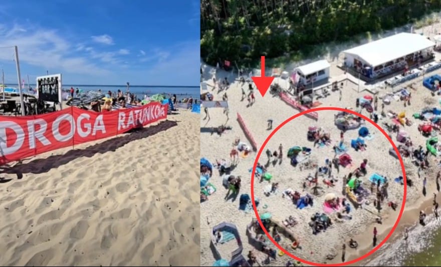 Plażowicze blokują dojazd do morza w Stegnie. Droga ratunkowa kończy się na ich kocach i parawanach Zdjęcie wpisu