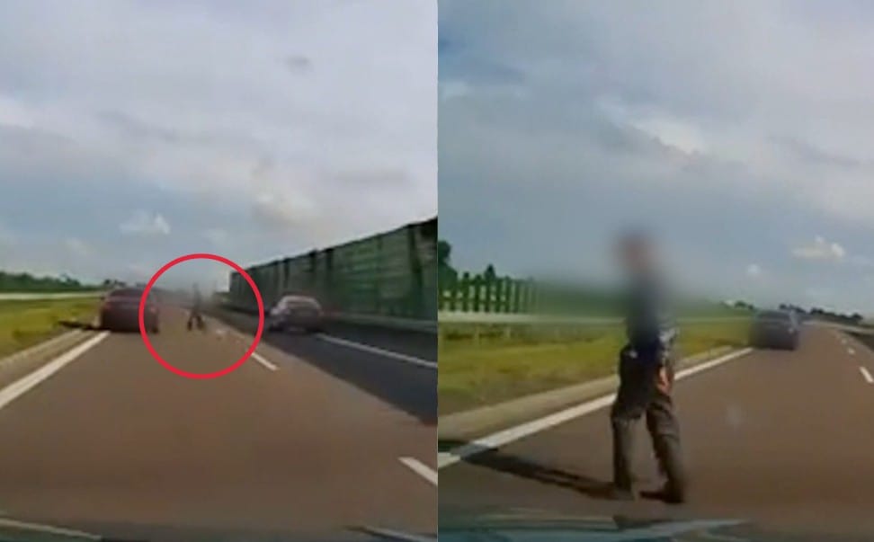Dziadek o lasce wszedł na S-17 wprost pod nadjeżdżające auta. Policja opublikowała nagranie - poszukuje mężczyzny Zdjęcie wpisu