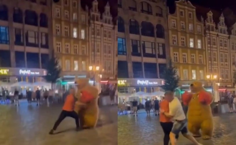 Wyzywali od „jeb*nych Ukraińców". Okazało się, że to Polak. Bójka na żarty z maskotką zakończyła się pobiciem na wrocławskim rynku. Zdjęcie wpisu