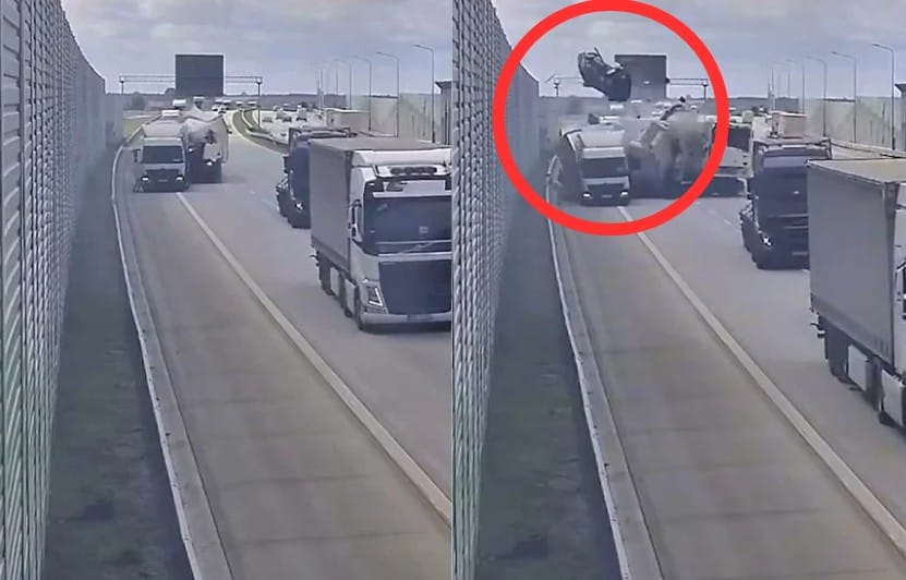 Osobówka dosłownie wzbiła się w powietrze. GDDKiA opublikowało nagranie z autostrady A1 Zdjęcie wpisu
