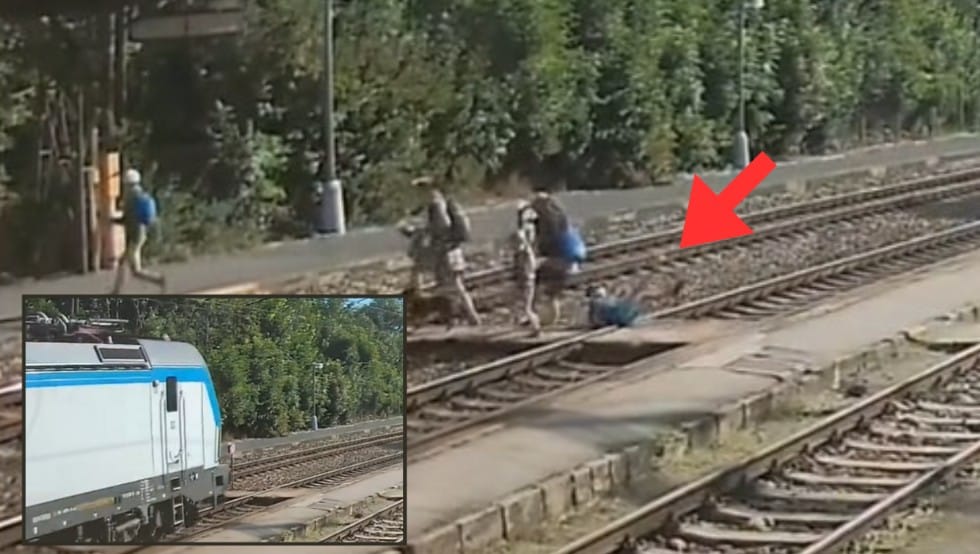 Przebiegali przez tory z trójką dzieci i psem. Nagranie mrozi krew w żyłach Zdjęcie wpisu