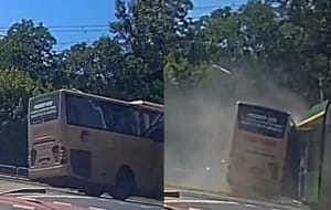 Zderzenie autokaru z tramwajem w Poznaniu. W internecie pojawiło się nagranie