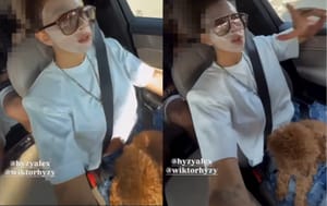 Pies na kolanach, telefon w ręce! Tak Maja Hyży prowadzi samochód, nagrywając relację na Instagramie