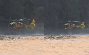 Lekarza opuszczono z helikoptera, bo nie było gdzie lądować. Niezwykłe nagranie znad zalewu pod Kielcami