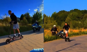 Rzucił motocykl i biegł za hulajnogą. Nietypowy pościg policjanta zakończony ucieczką