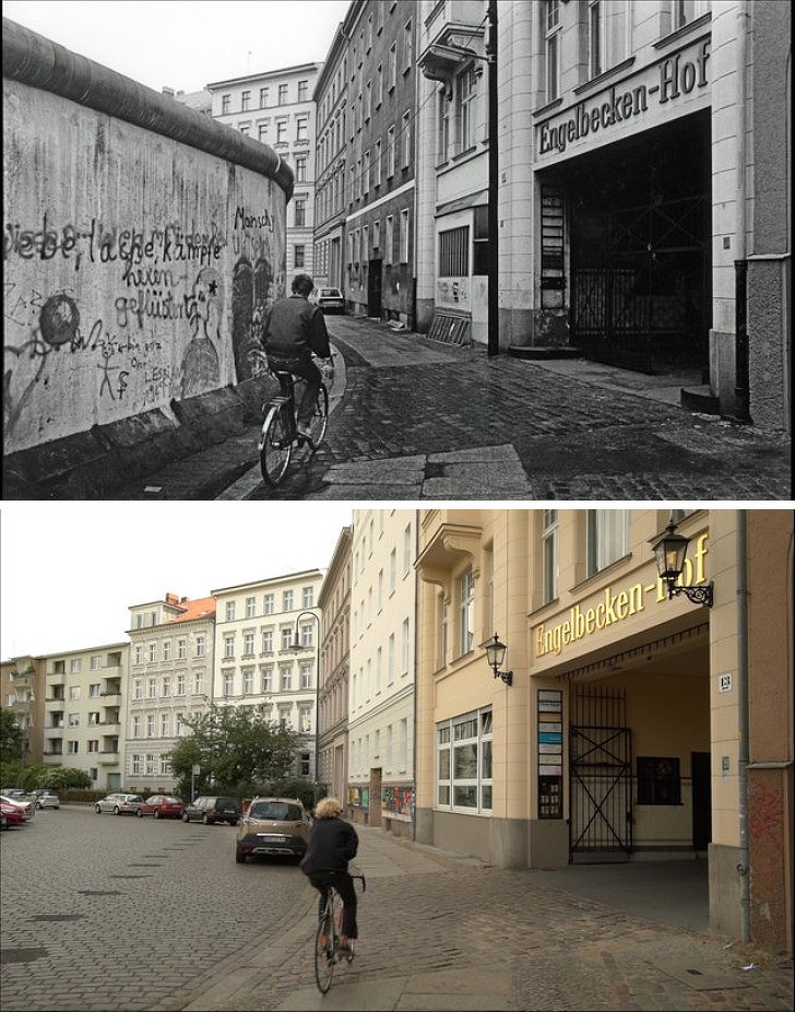 Ulica Kreuzberg w berlinie w 1985 i obecnie