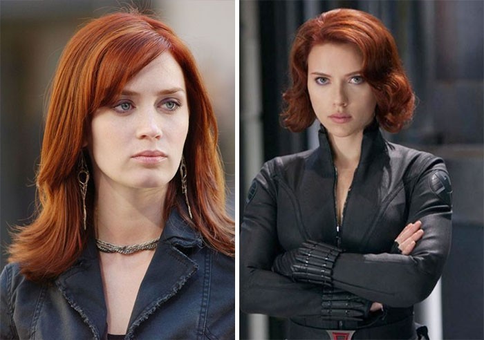 19. Emily Blunt vs Scarlett Johansson - Czarna Wdowa, "Iron Man 2"