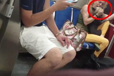 Jadąca metrem kobieta zaczyna nagle bez opamiętania gryźć i bić swojego psa! To nagranie go uratowało!