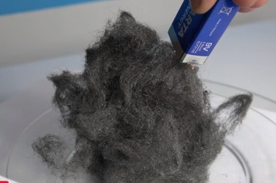 Kozacki eksperyment! Podpalanie stalowej wełny przy pomocy 9V baterii! 