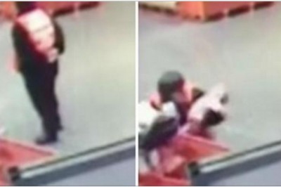 Uratował go w ostatniej chwili! Pracownik sklepu łapie dziecko które wypadł z wózka nieuważnych rodziców!