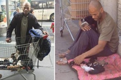 Żyje na ulicy ze swoim psem! Gdy urodziły się szczeniaki zrobił coś na co wielu brak odwagi!