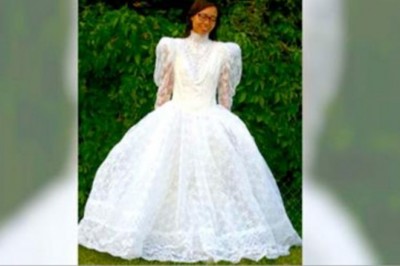  Kupiła używaną niemodną suknie ślubną na wyprzedaży! Kilka poprawek przemieniło ją w coś pięknego!