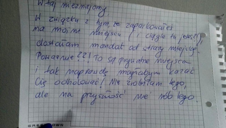 Zostawiła liścik kierowcy który zajął jej prywatne miejsce parkingowe! On jednak postanowił odpowiedzieć!