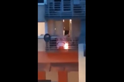 „Taki wielki kibic!” Typ podpalił flagę na balkonie po przegranym meczu Polaków!