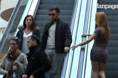  Piękna kobieta podrywa faceta w centrum handlowym! Reakcja jego żony jest idealna :D