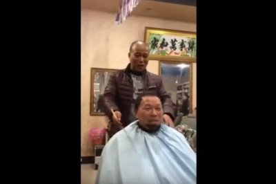 Szlifierka zamiast nożyczek u fryzjera. Takiej metody  strzyżenia jeszcze nie było