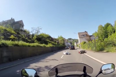 Potrącił kierowcę skutera i uciekł z miejsca zdarzenia. Nagranie ze skutecznego pościgu za sprawcą