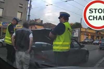 Zatrzymanie nawalonego kierowcy w Katowicach. Jechał bez opon