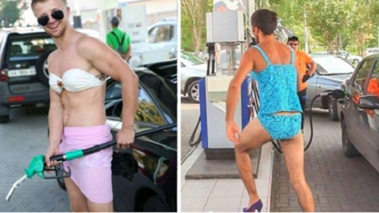 Stacja zaoferowała darmowe tankowanie dla osób w bikini. Panowie nie przepuścili okazji