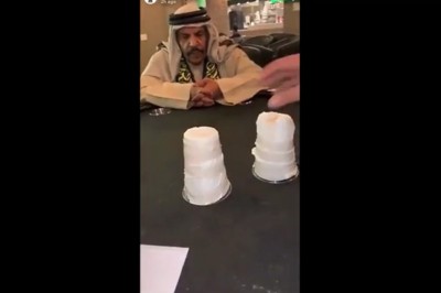 Jego mina bezcenna. Gdy nie ogarniasz gry w dwa kubki