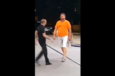 Ochroniarz kontra agresywny typ na stacji benzynowej