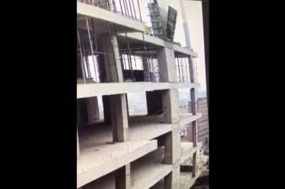 Praca na wysokości i olewanie BHP. Gość z mega fartem 