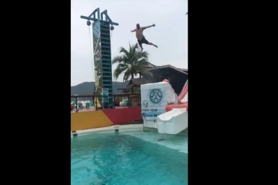 Wyszedł z progu niczym Stoch. Mistrz zjeżdżalni w akcji