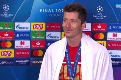Wzruszony Robert Lewandowski udziela wywiadu po finale LM