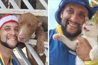 Listonosz robi sobie selfie z każdym zwierzęciem, które poznaje w trakcie pracy