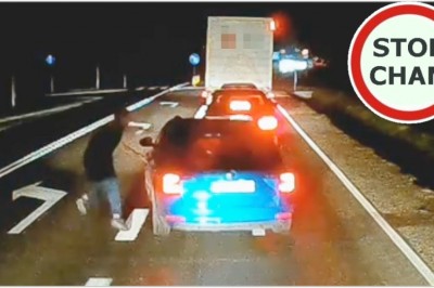 Cwaniak ze Skody kontra kierowcy ciężarówek. Szybko wymiękł
