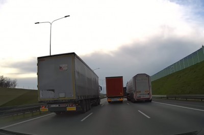 Trzy TIRy wyprzedzały na A2 pod Poznaniem przez 6 km