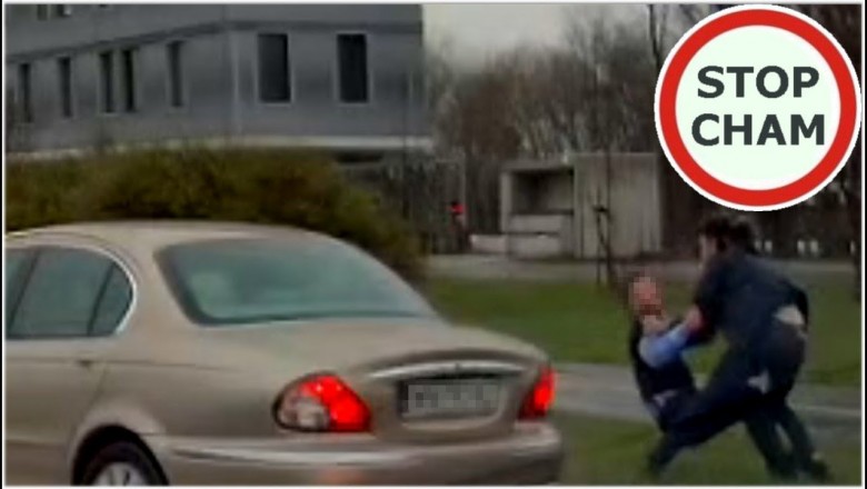 Kierowca Jaguara i autobusu zaczęli się okładać na ulicy. Nagranie z Warszawy