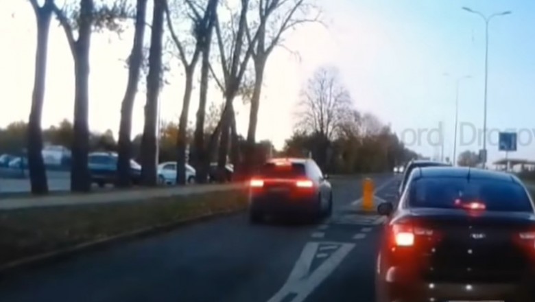 Szybka kara dla cwaniaka w Audi który chciał ominąć korek