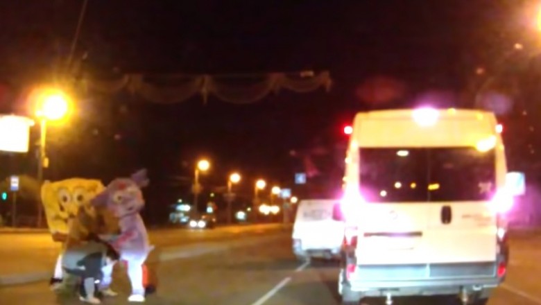 Nic dziwniejszego dzisiaj nie zobaczysz. Maskotki kontra kierowca