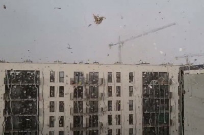 Nagranie z wywrócenia się żurawia w Krakowie